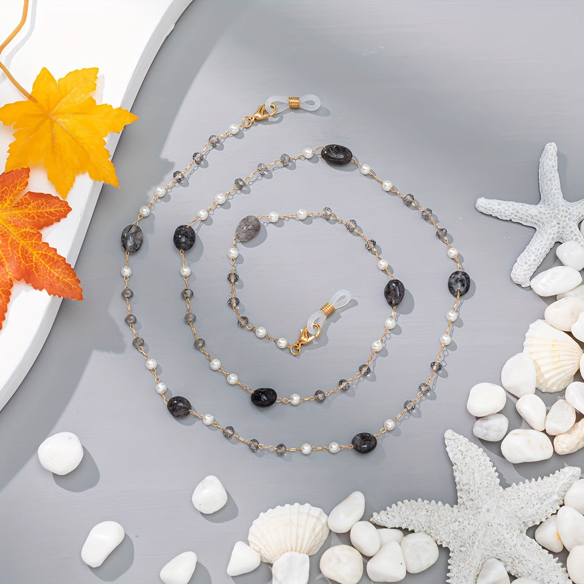 Rang-barang toshlar bilan bezatilgan shisha ko'zoynak zanjiri, quyosh ko'zoynaklari va o'qish ko'zoynaklari uchun retainer