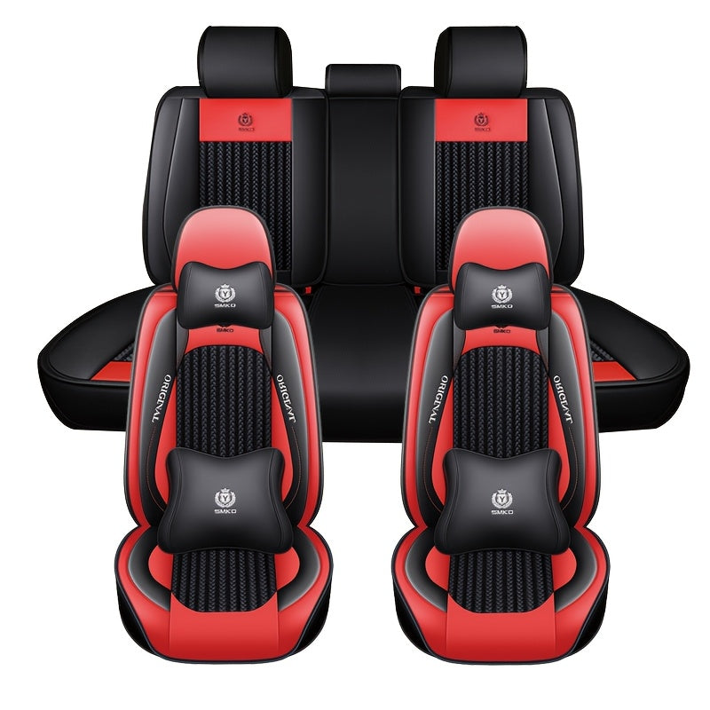 Universal Car Seat Cover Four Seasons Wear-Resistant Ice Silk Fiber Full-Seat Protector