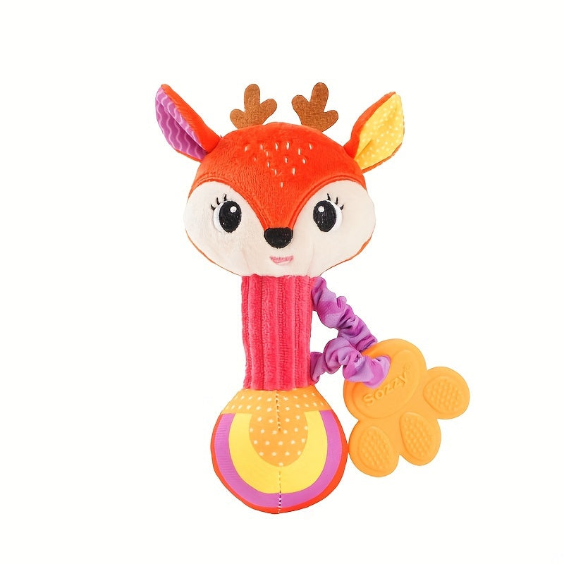 Soft Plush Baby Toy with Grasping Stick and Soothing Bell