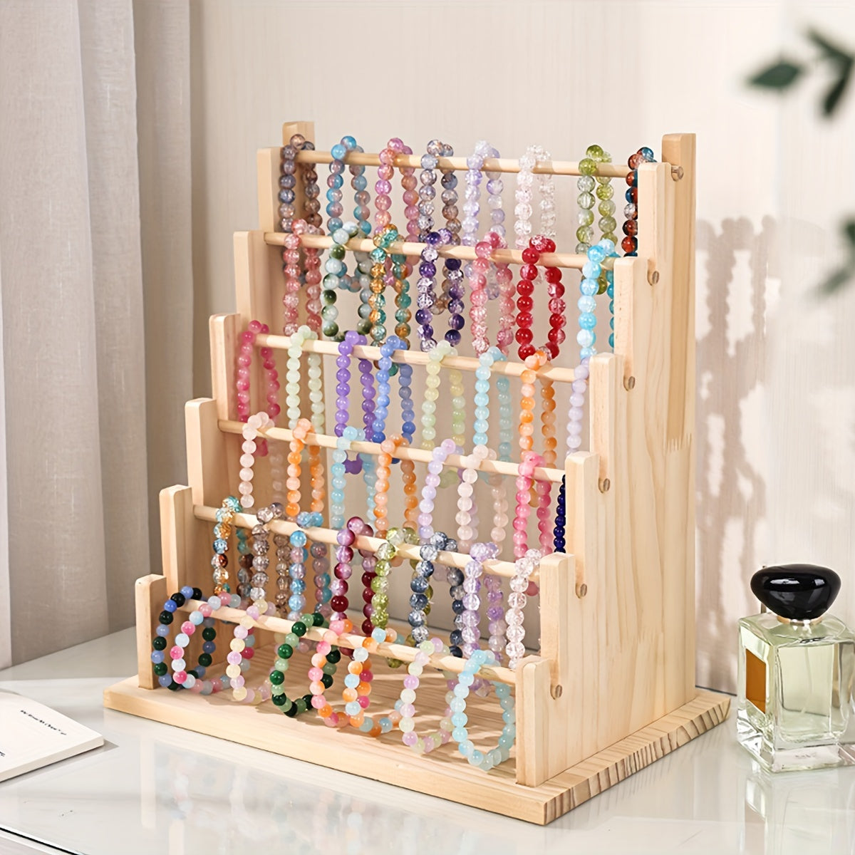 Multi-Layer Wooden Jewelry Organizer for Necklaces Bracelets and Earrings
