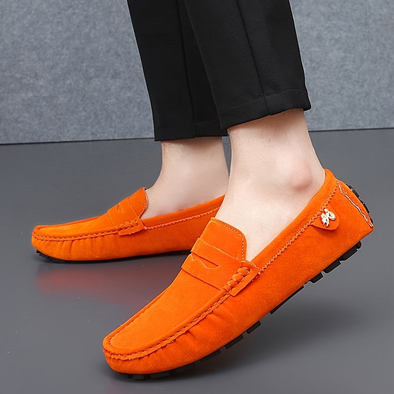 Microfiber Loafers Slip-On Solid Color Rubber Sole Casual Dress Wedding All-Season