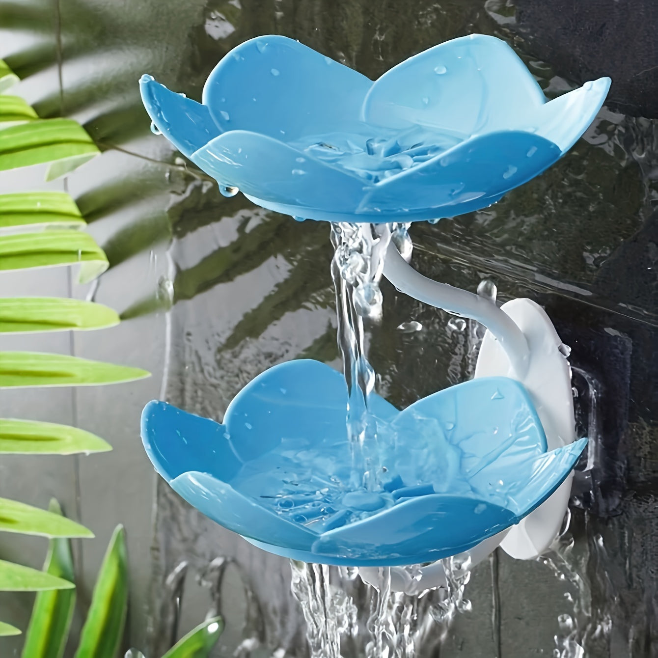 Dispensador de jabón de pared en forma de flor de loto con doble capa para baño o cocina