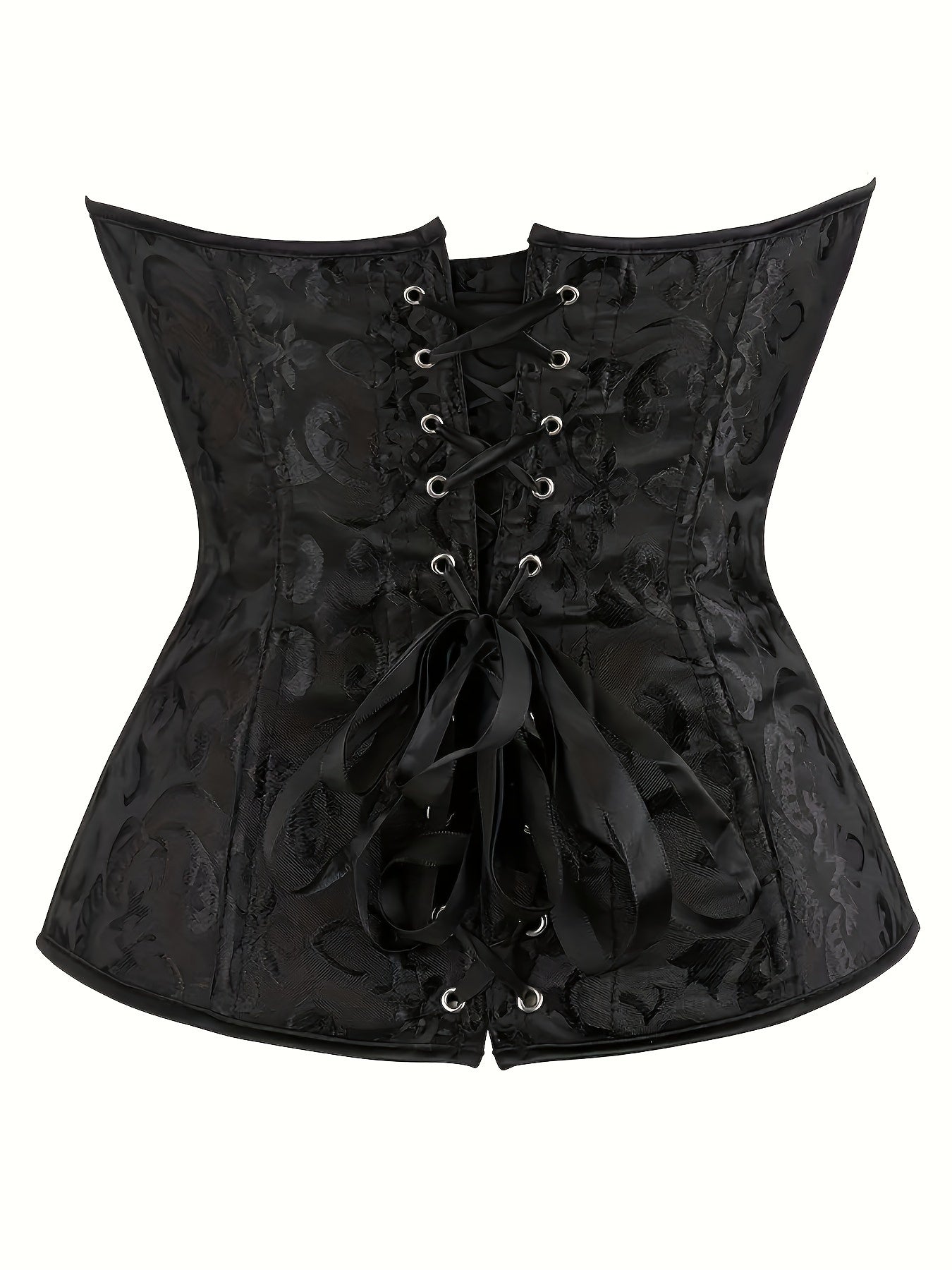 Women's Jacquard Floral Corset Bustier Tummy Control Shapewear with Lace-Up Buckle