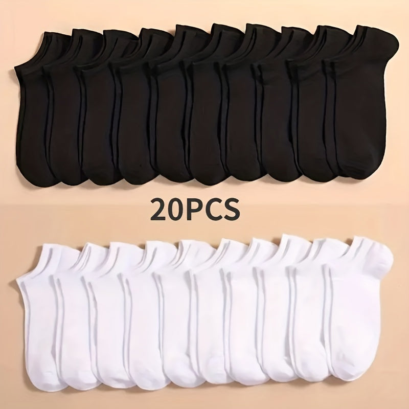 Women's Ankle Socks 10/20/40 Pairs Breathable Polyester Spandex Solid Color Lightweight Knit