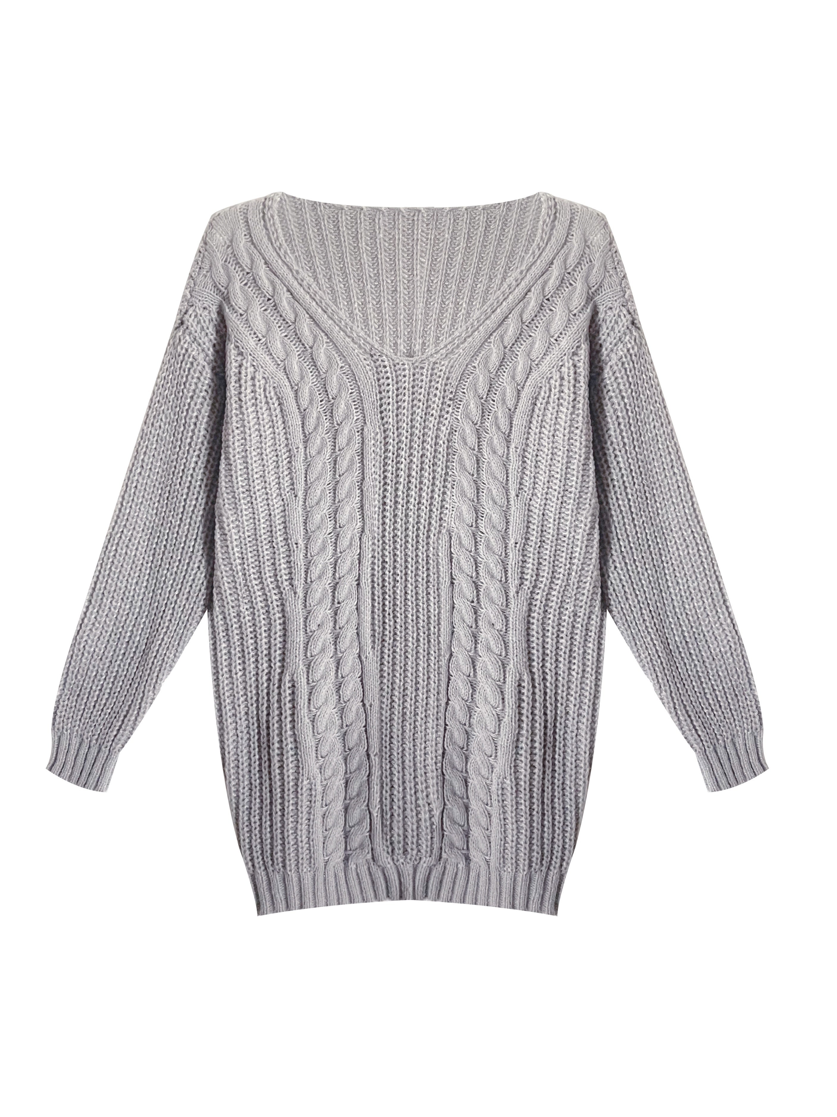 Women's Plus Size V-Neck Sweater Soft Stretchy Solid Color Pullover
