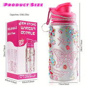 Reusable Water Bottle 20 Oz with Rhinestones and Glitter Personalizable BPA-Free