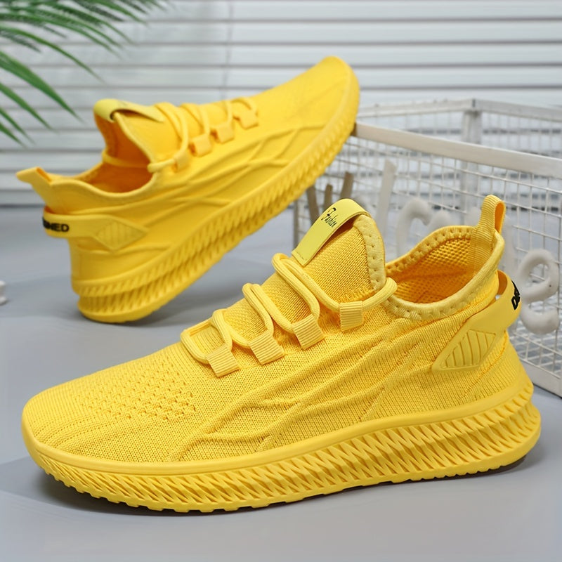 Women's Breathable Knit Lace-Up Sneakers, Low Top Athletic Shoes