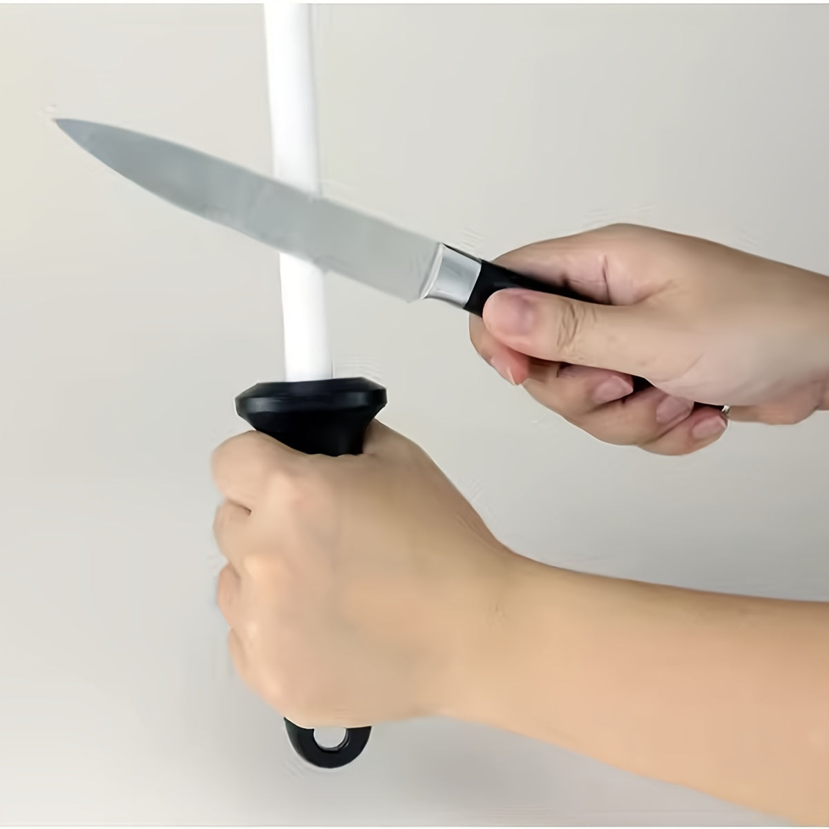 10-Inch Ceramic Sharpening Rod with Safety Guard and Ergonomic Grip