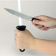 10-Inch Ceramic Sharpening Rod with Safety Guard and Ergonomic Grip