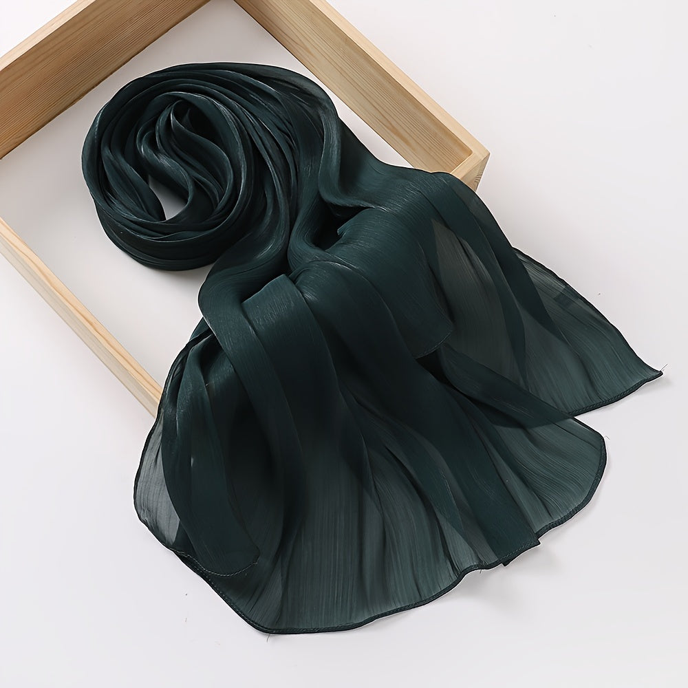 Elegant Organza Scarf with Crinkled Texture Satin Shayla Hijab for Women