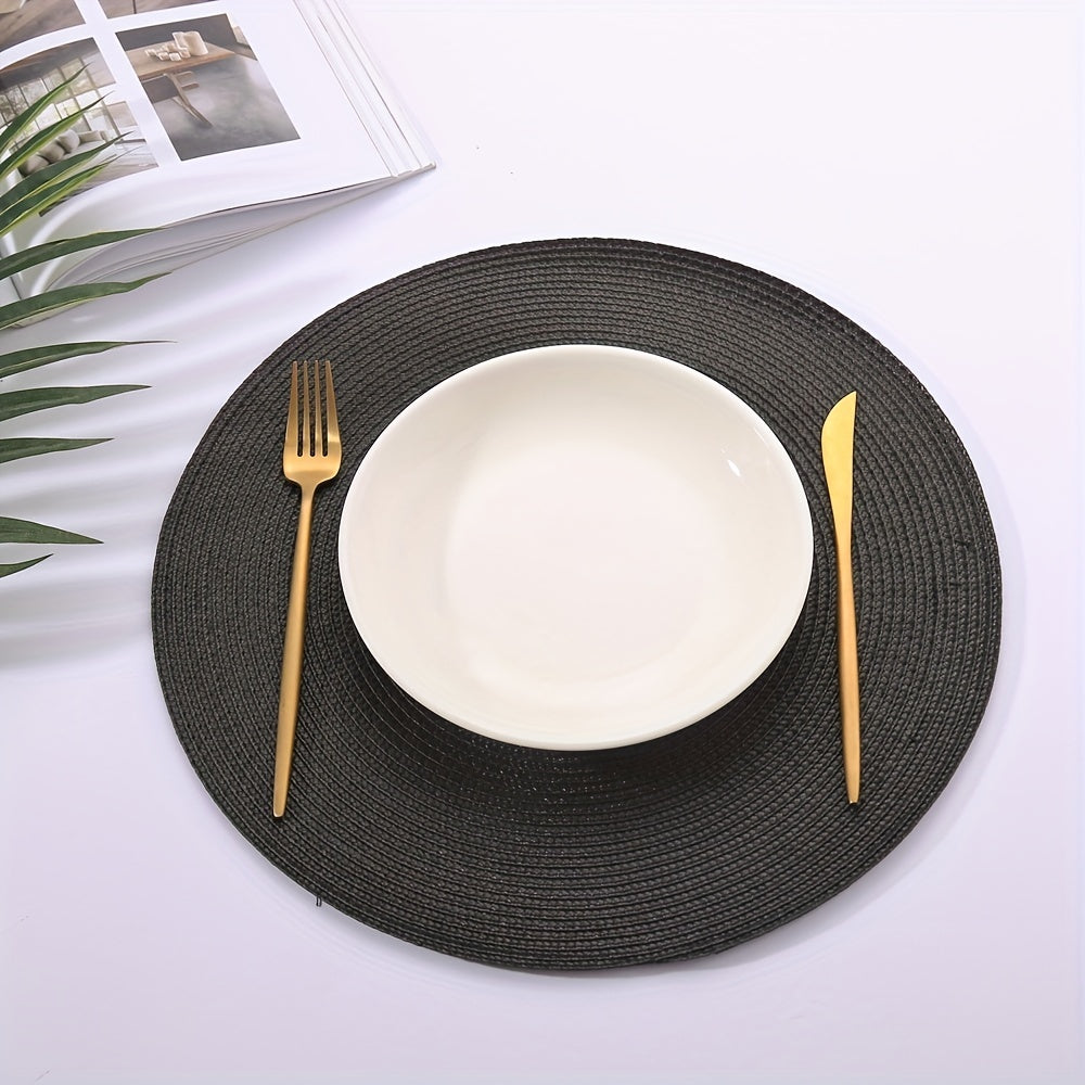 Set of 4/6 Woven Round Placemats Insulation Pads for Dining Table Easy to Clean
