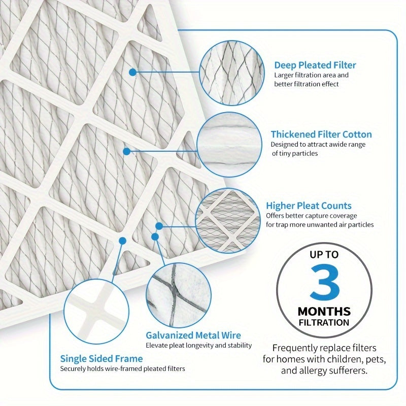 Paquete de 6 filtros de aire plisados 14x14x1 MERV 8 para sistemas HVAC y de aire acondicionado