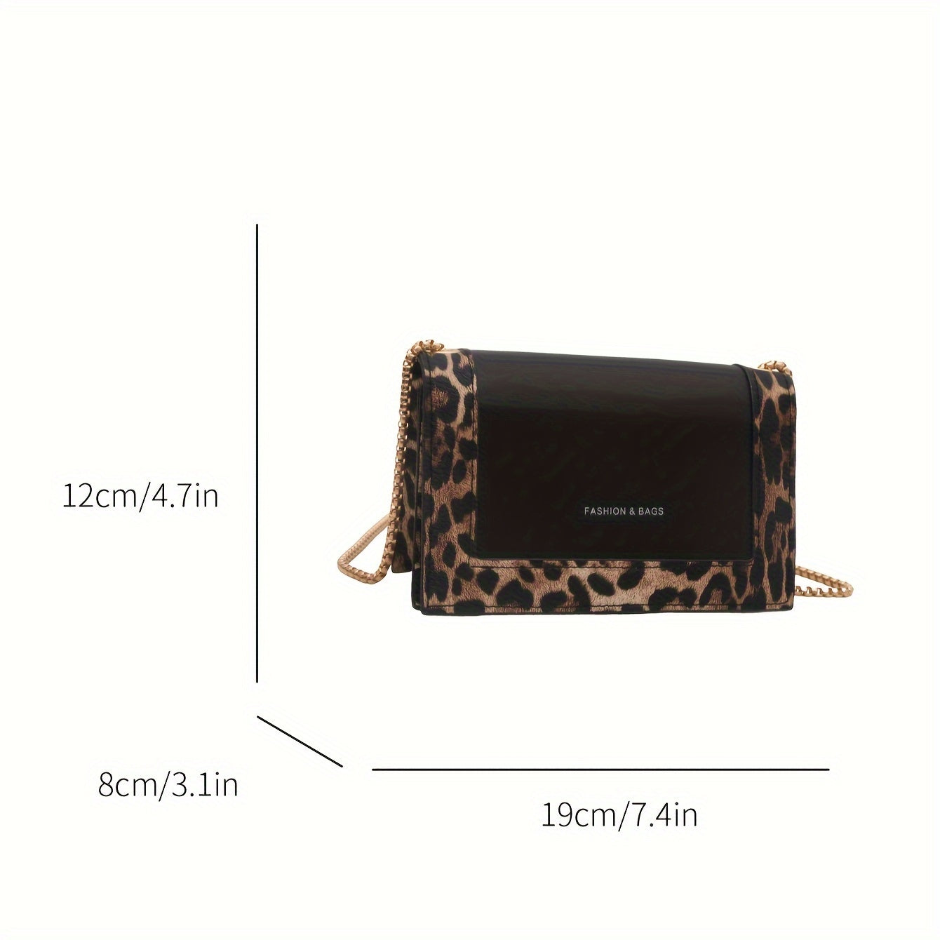 Leopard Print Crossbody Bag for Women Faux Leather with Chain Strap Large Capacity