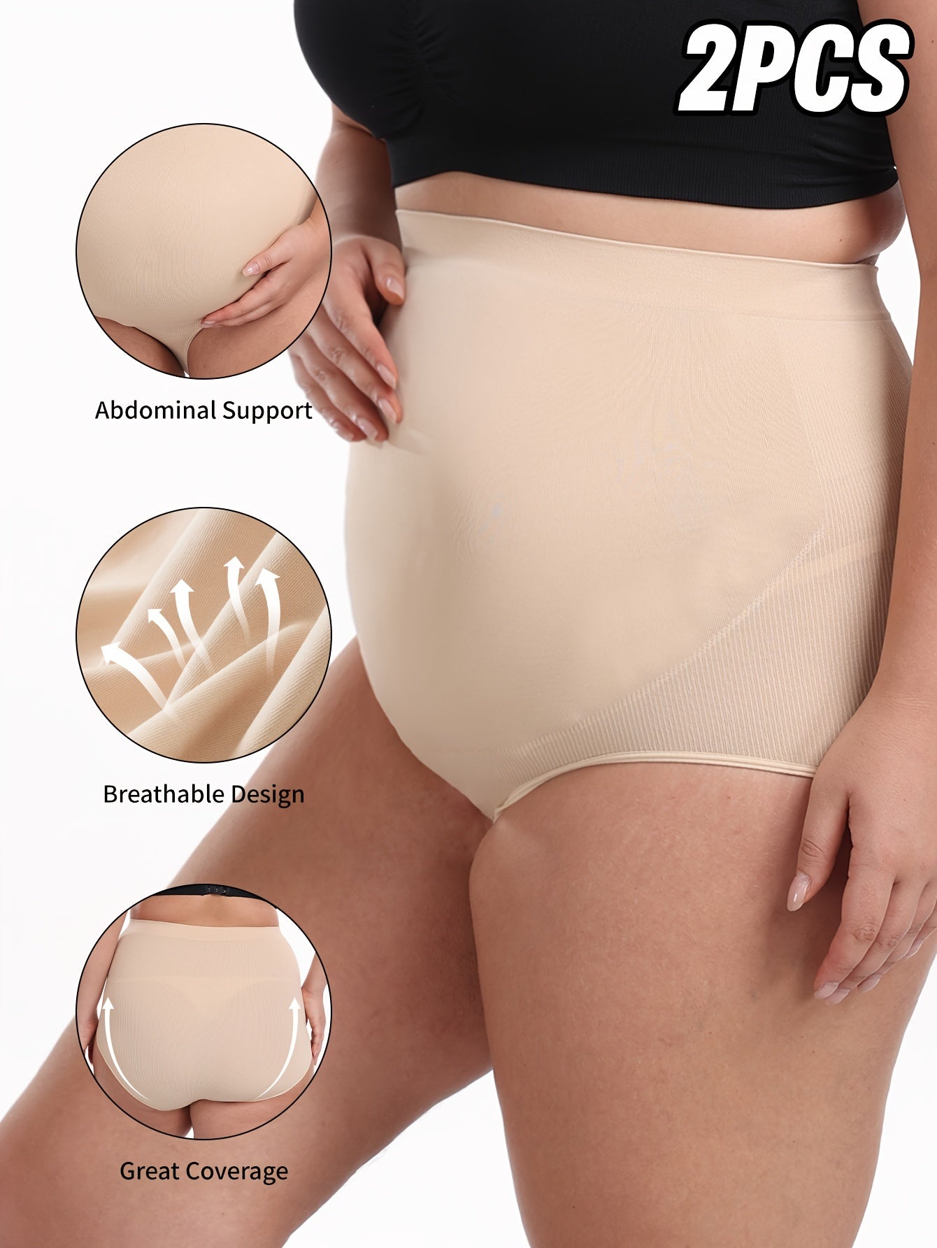 Plus Size Seamless Shaping Briefs for Women Tummy Control Breathable All Season