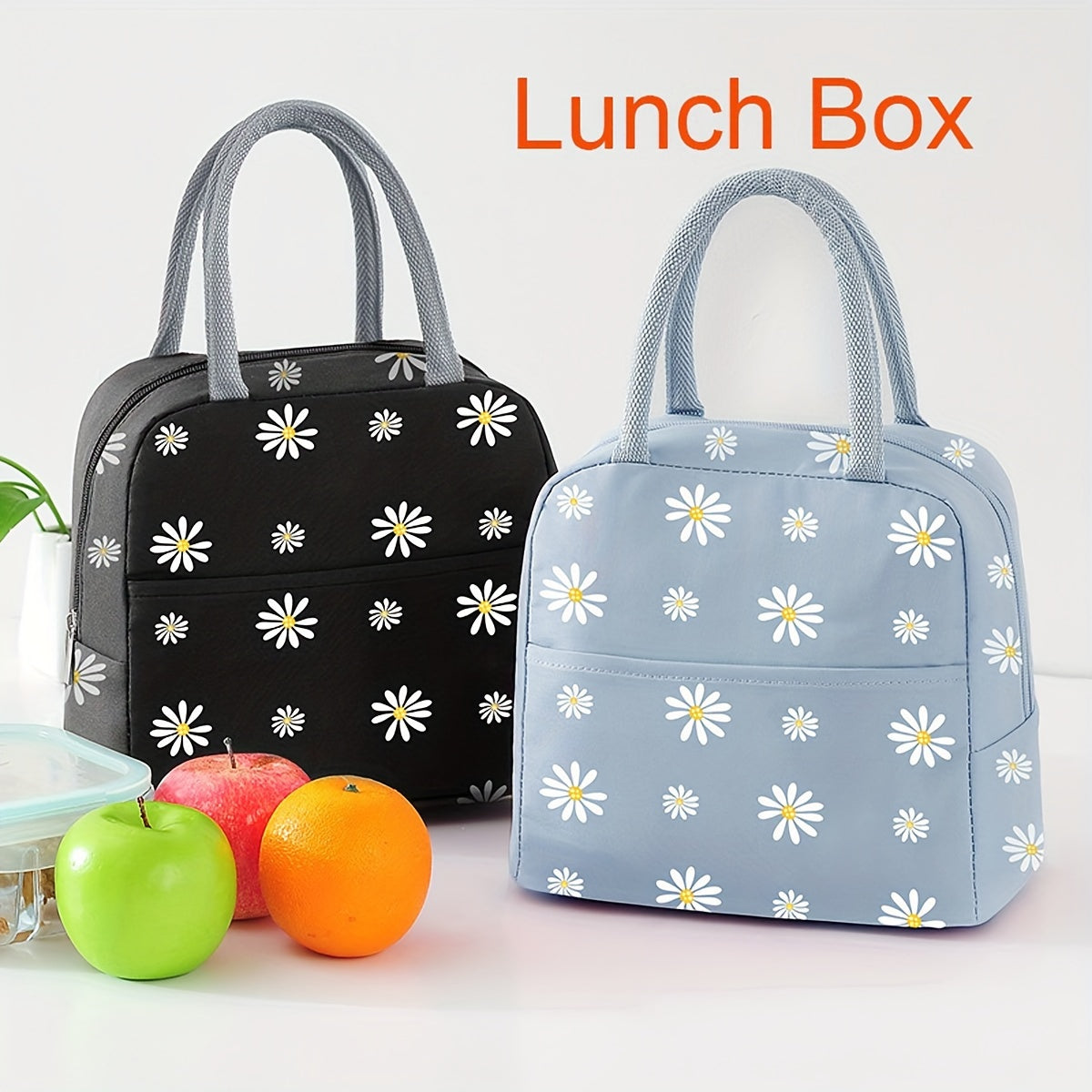 Gran capacidad bolsa de almuerzo aislada Daisy, impermeable, para escuela, camping y senderismo