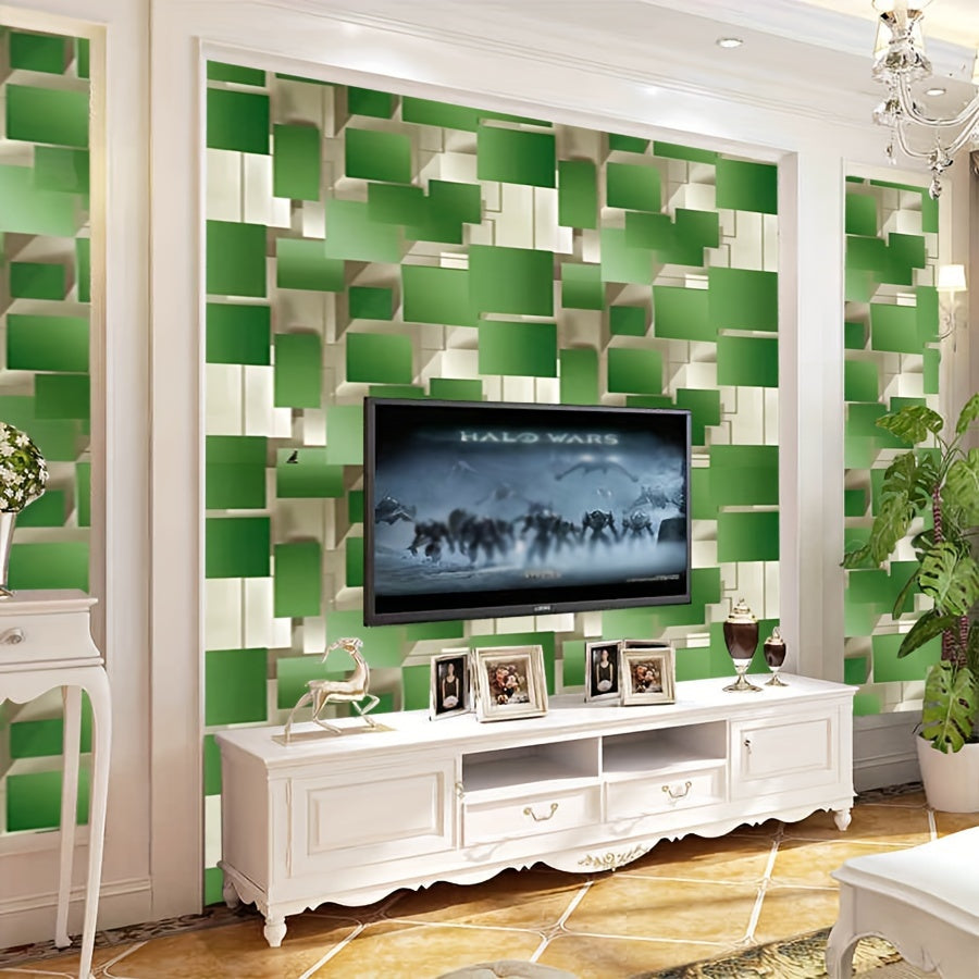 Vinyl Wallpaper 3D Square Shapes Striped Pattern Self-Adhesive DIY for Bedrooms Living Rooms Dining Rooms