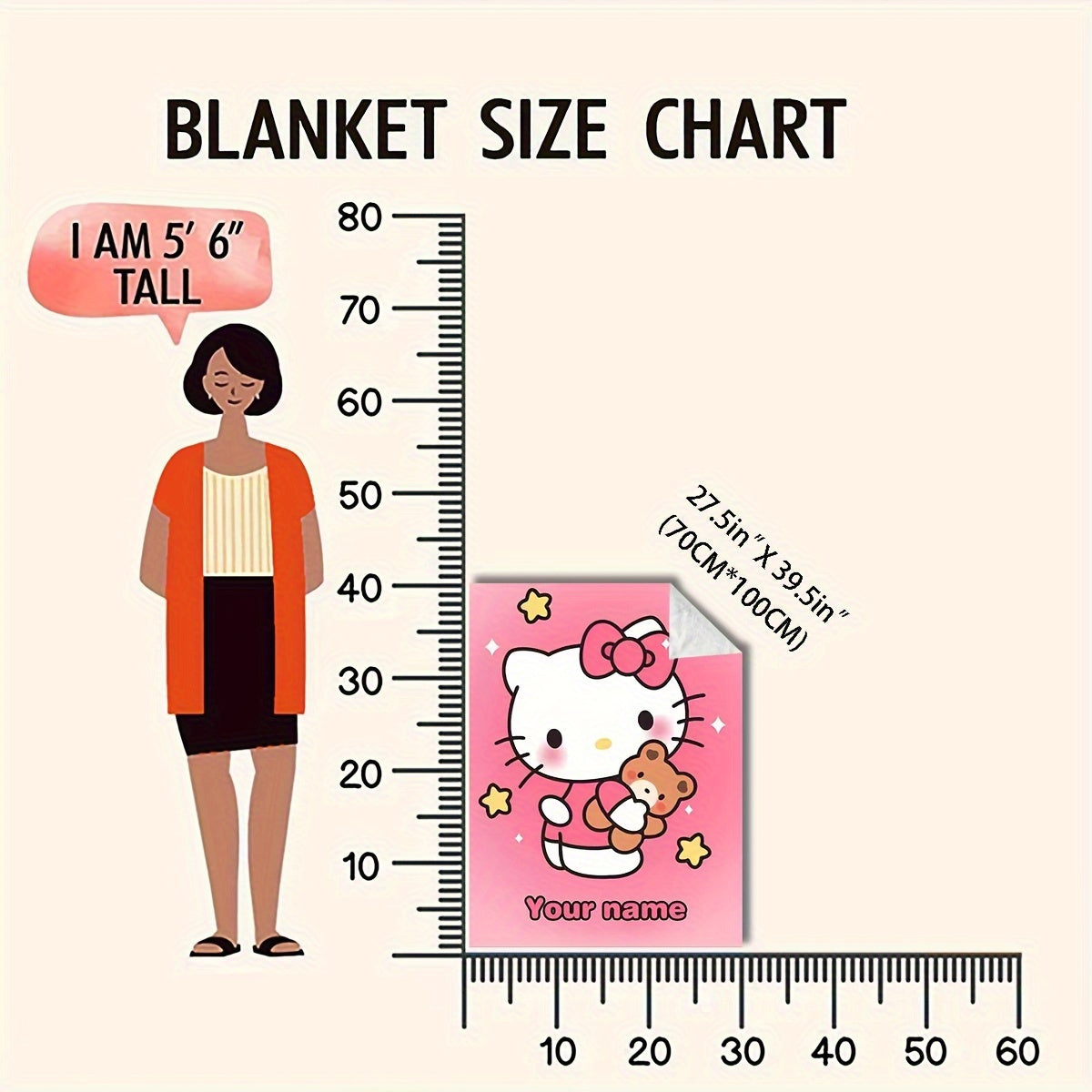 Personalized Hello Kitty Cartoon Flannel Blanket Soft Warm Decorative Gift