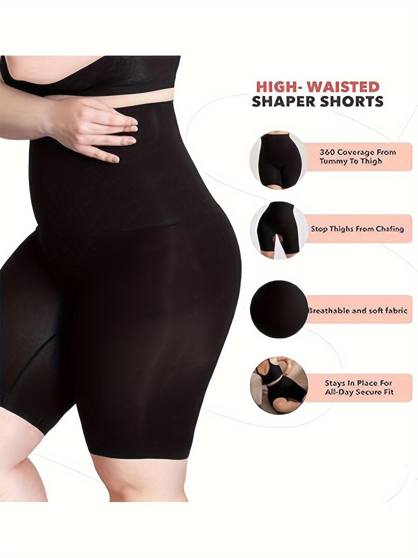 Plus Size High-Waisted Tummy Control Shorts for Women Seamless Breathable