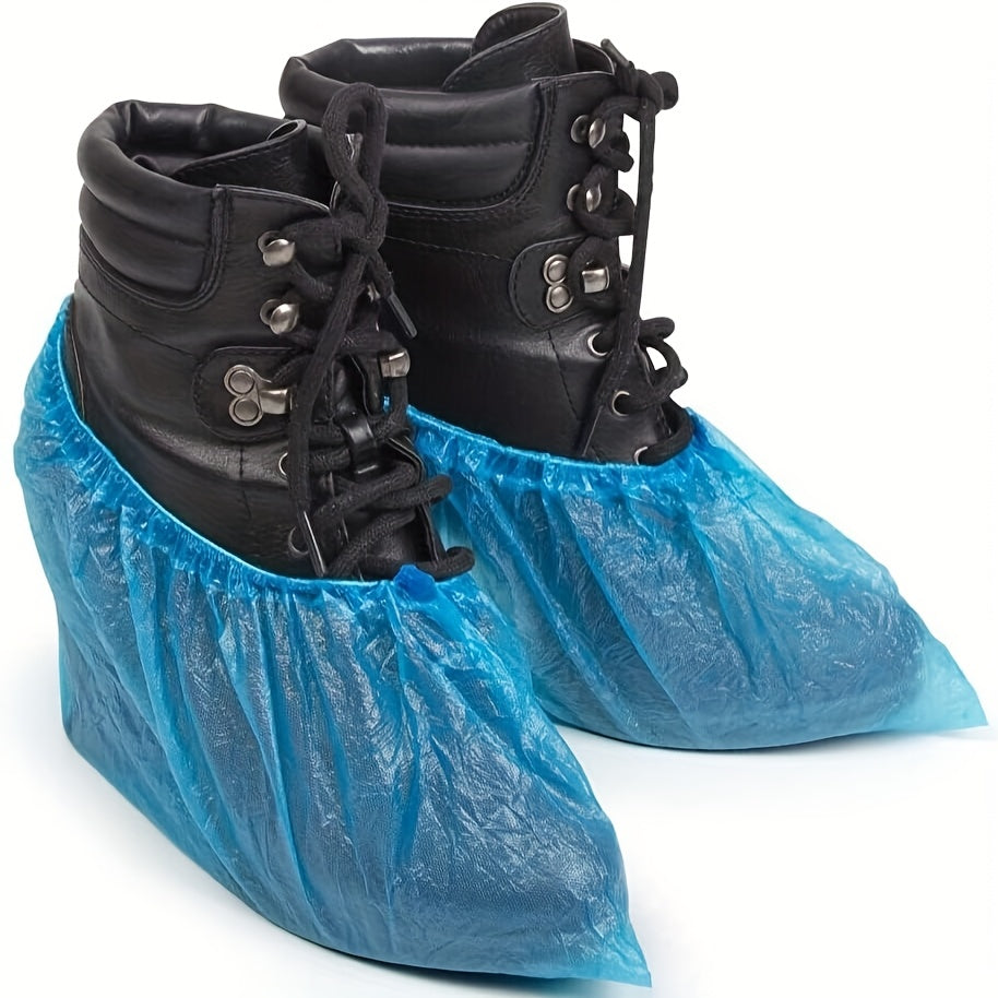 20 Pcs Heavy Duty Non Slip Breathable Plastic Shoe Covers Light Blue