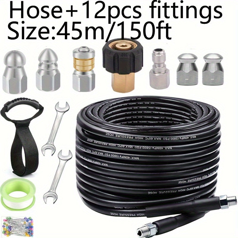 5800 PSI Sewer Jetter Kit for Pressure Washer Drain Cleaning with Corner Hose Attachment