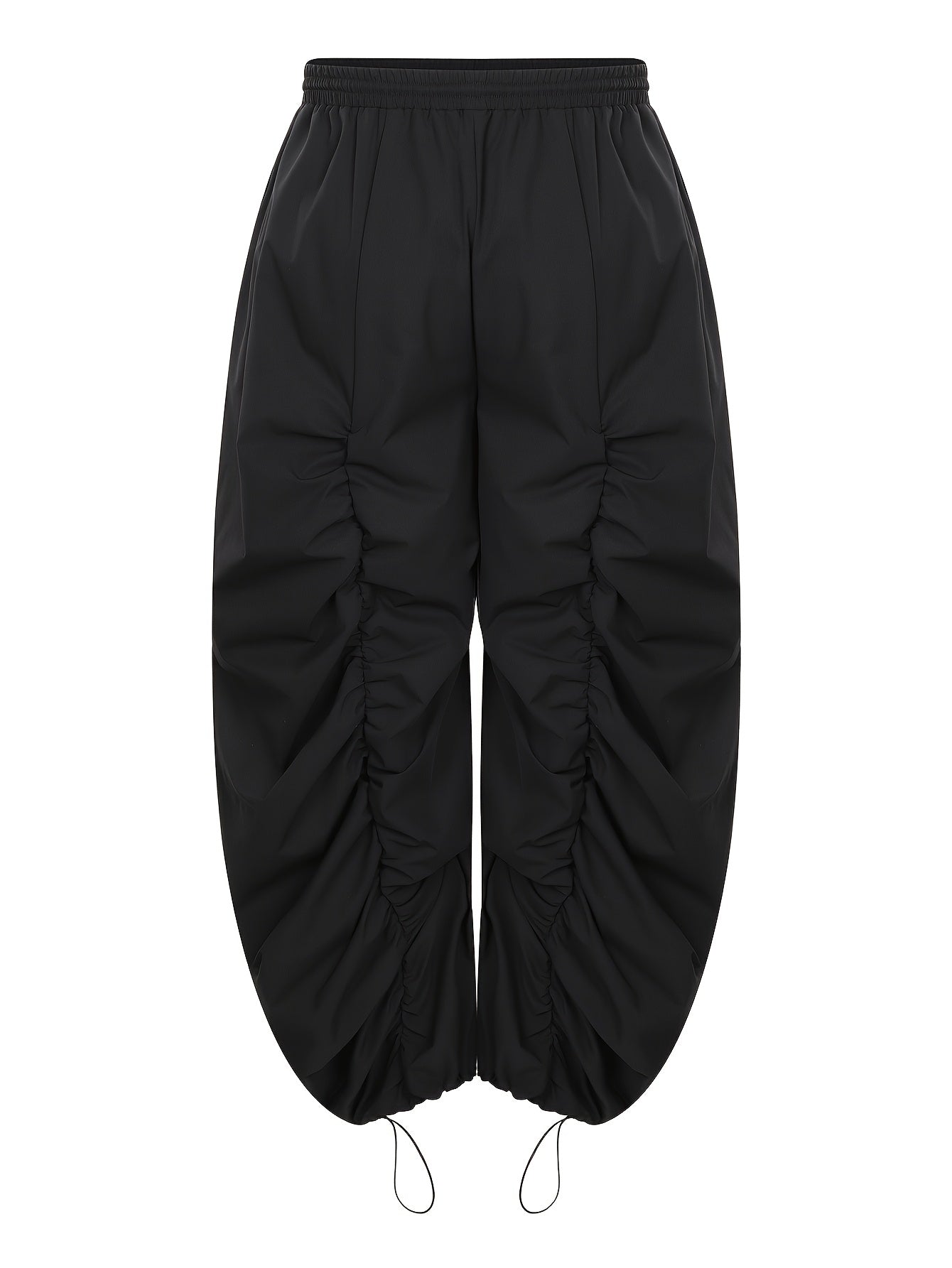 Pantalones cargo de talla grande para mujer en color verde oliva con bolsillos y cintura con cordón