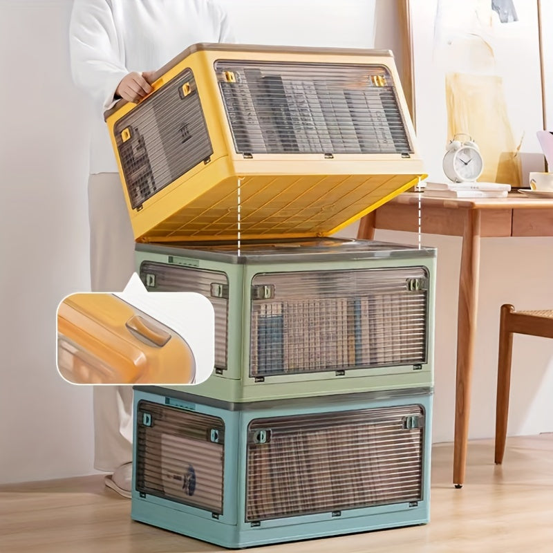 Caja de almacenamiento plegable transparente para ropa, juguetes y mantas