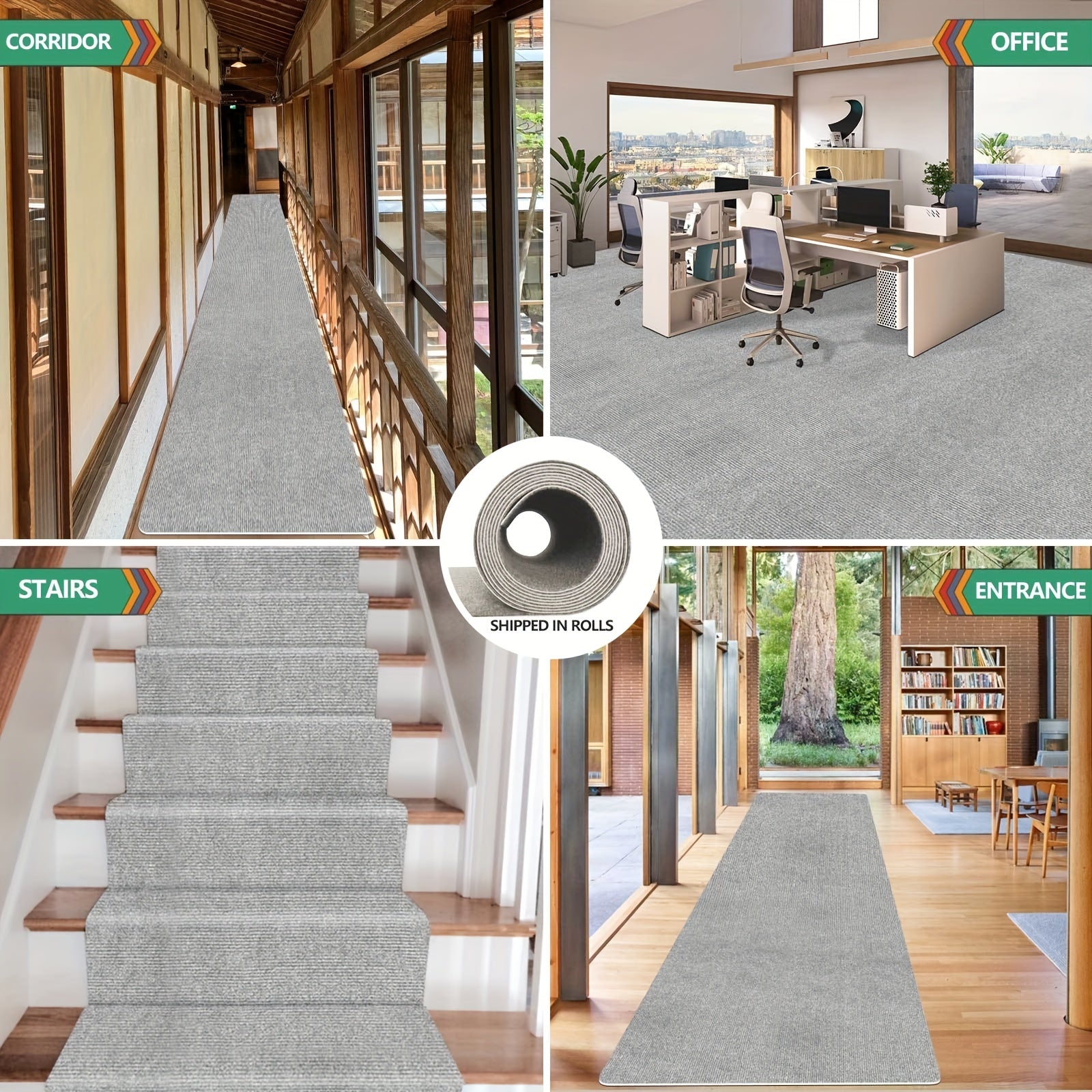 Yogʻochsiz, yuviladigan, qattiq rangli qadamlar uchun gilam, oshxona, koridor, yotoqxona uchun