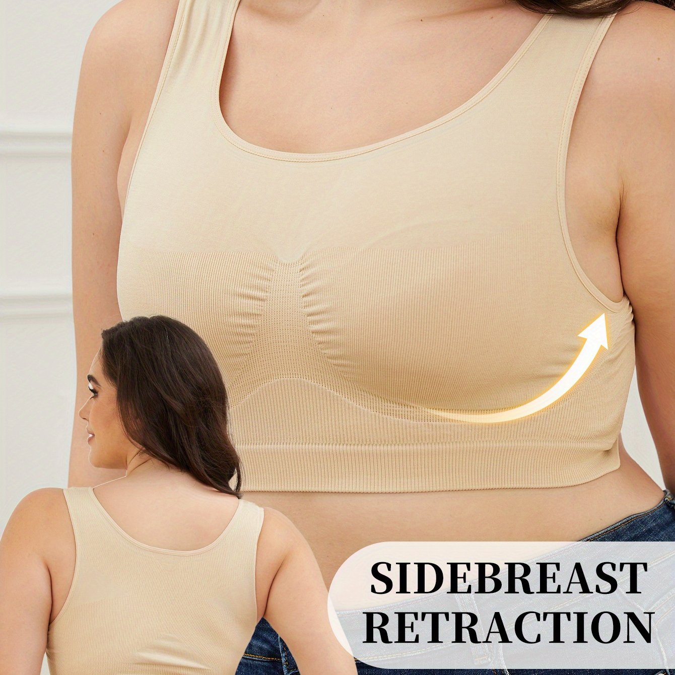 Women's Plus Size Seamless High-Elasticity Push-Up Sports Bra No Underwire