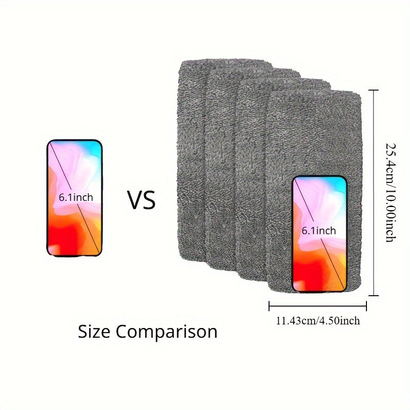 Комплект из 4 микрофибровых насадок для швабры - моющиеся, долговечные, многоразовые для уборки пола