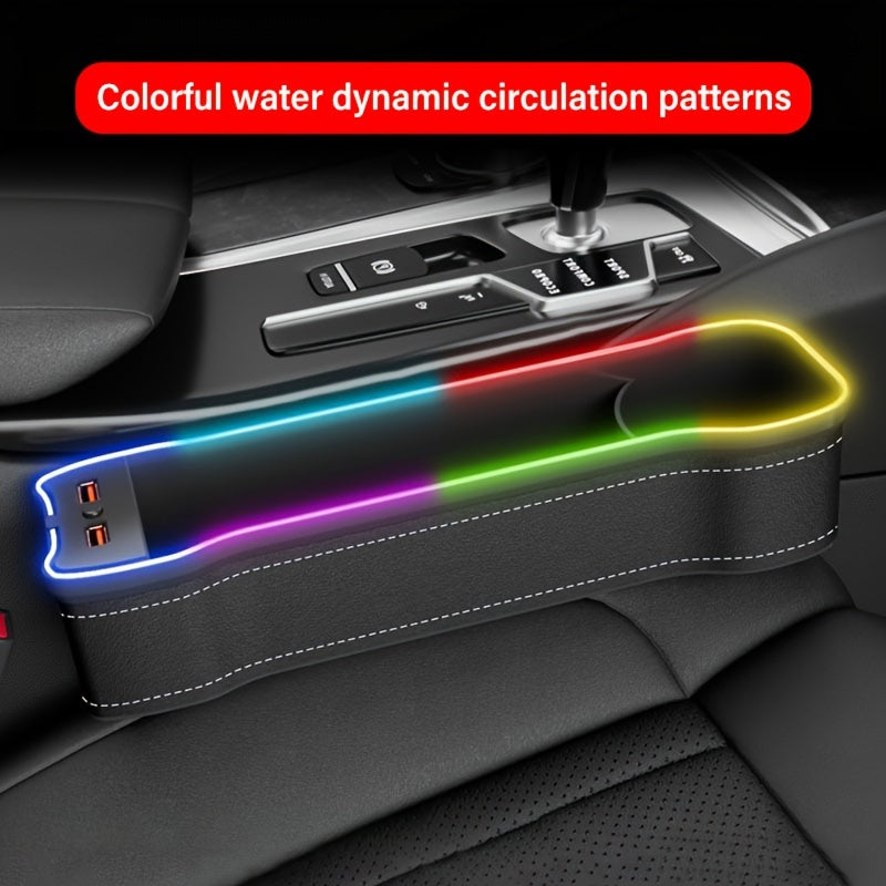 Car Interior Storage Box Voice-Activated Atmosphere Light Organizer Cup Holder