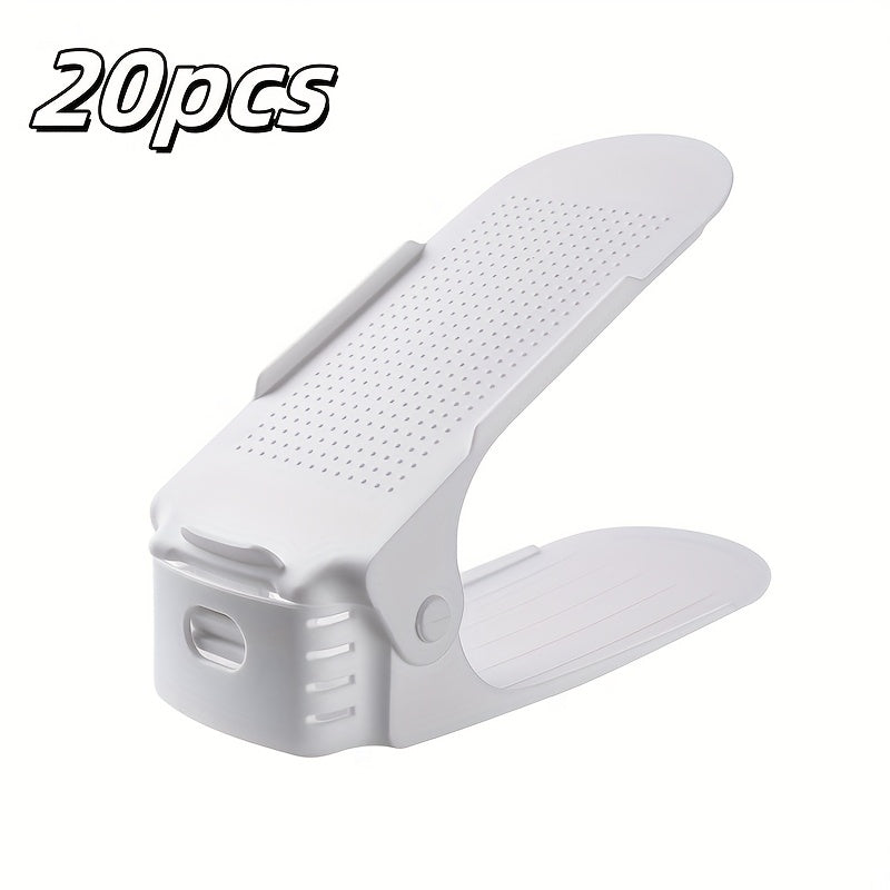 Регулируемая пластиковая полка для обуви на 1/5/10/15/20 предметов, идеально подходит для дома и общежития - компактное и простое в сборке решение для хранения обуви