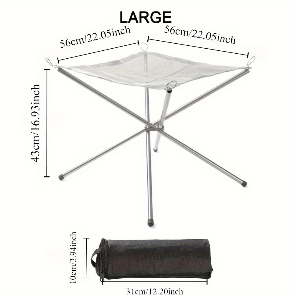 Portable Stainless Steel Fire Pit Grill for Camping Patio Foldable Mesh Design