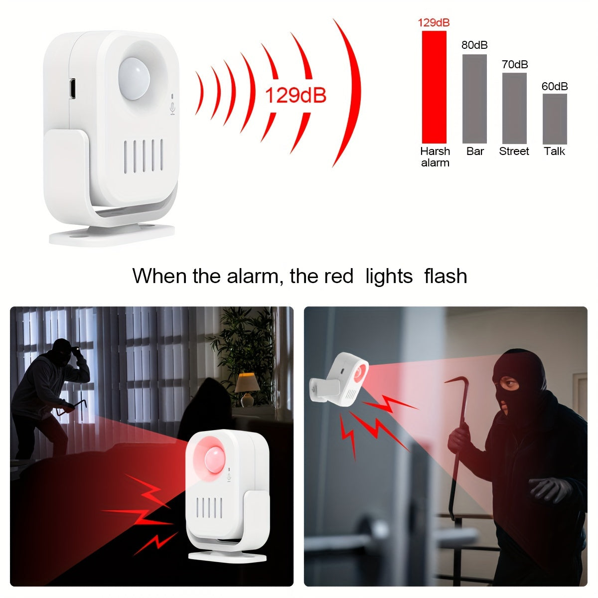 Wireless Infrared Sensor Doorbell with Voice Alert and DIY Recordable Welcome System