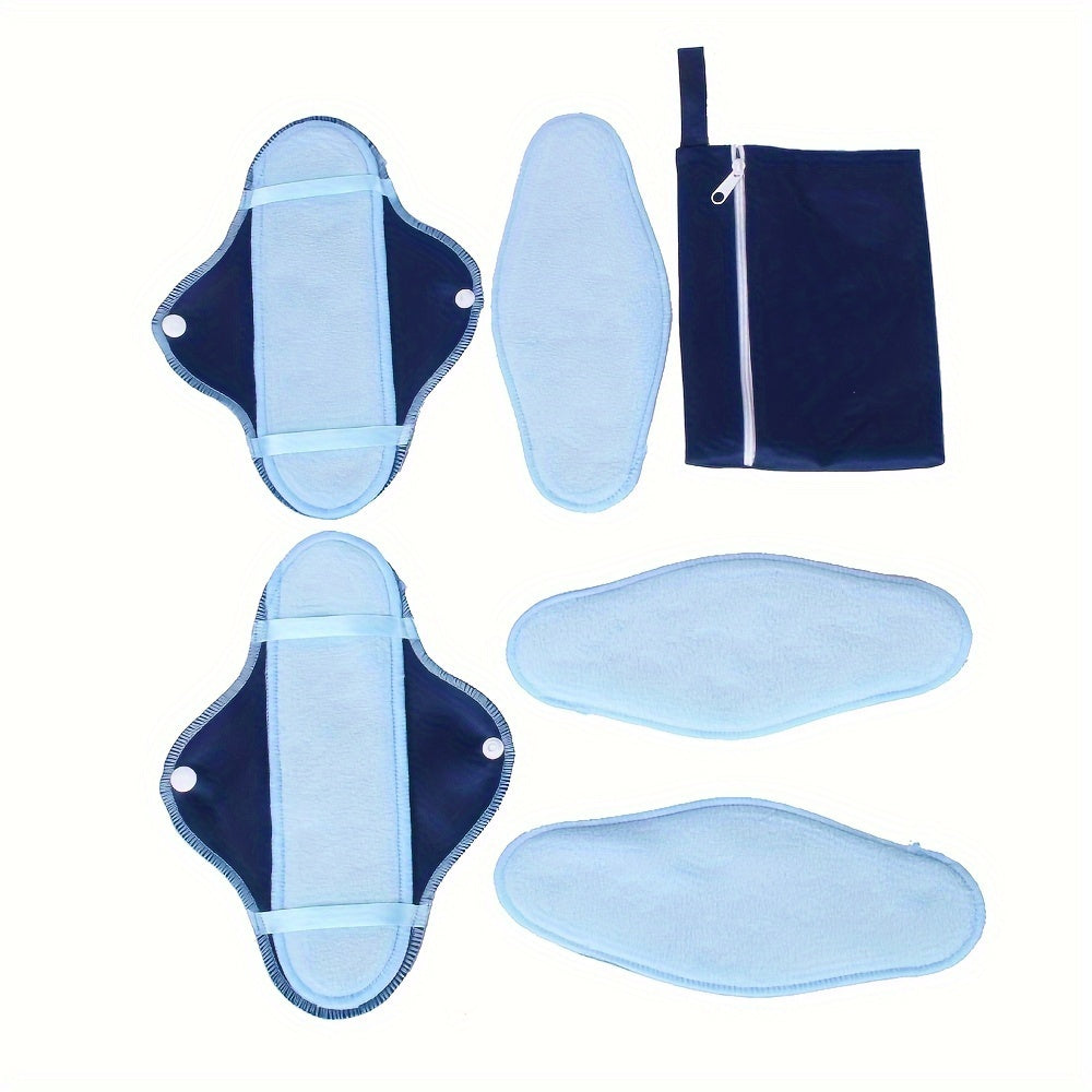 8 Reusable Blue Polar Fleece Menstrual Pads Waterproof Washable for Periods and Panty Liners