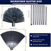 2-in-1 Window Cleaning Brush Set with Extendable 317cm Stainless Steel Pole