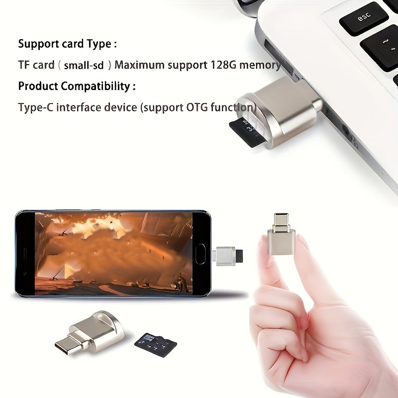 Mini USB C Micro SD karta o'qish qurilmasi, Clip Type C OTG TF xotira kartasi o'qish qurilmasi noutbuklar, planshetlar va smartfonlar uchun.