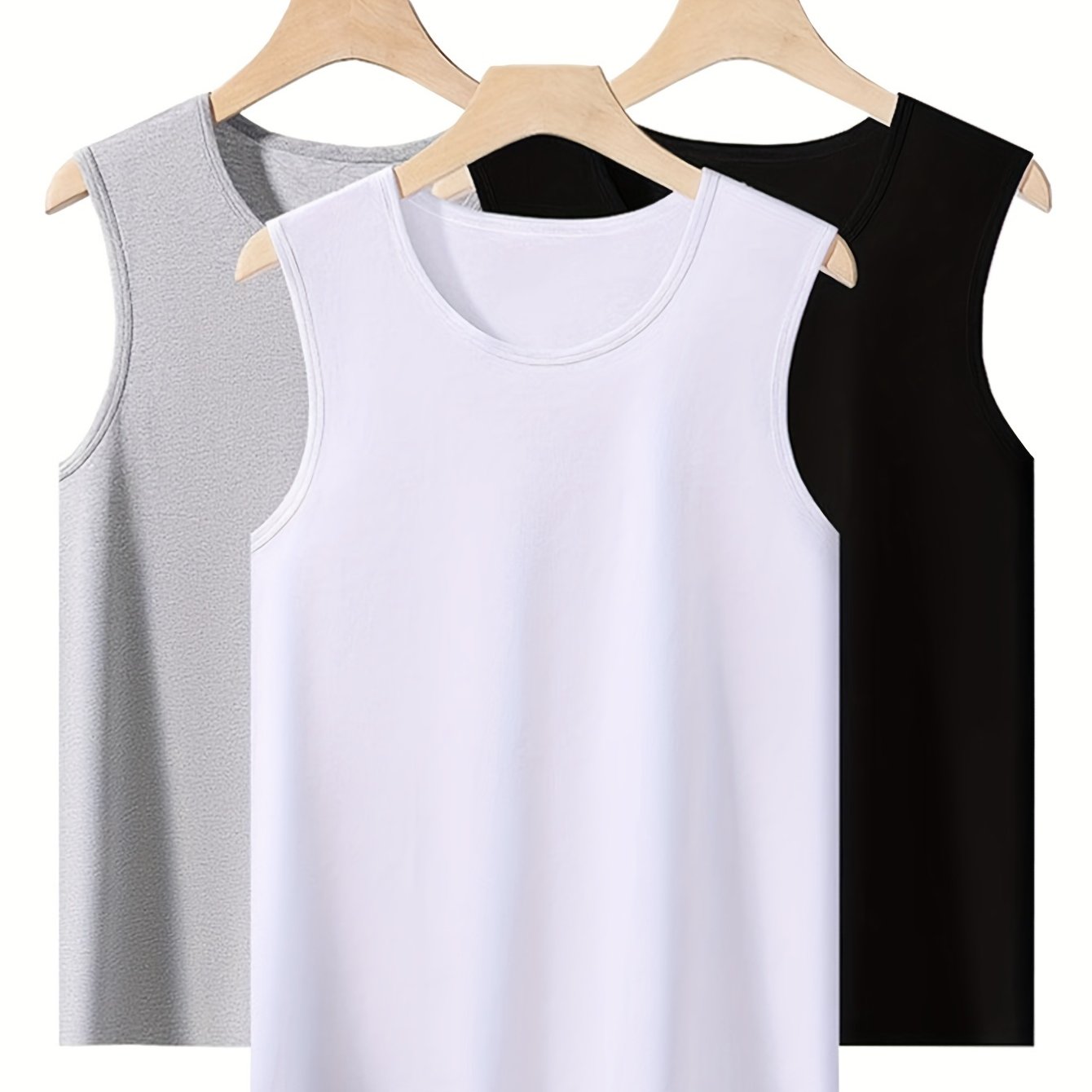 Men's Sleeveless Tank Top for Fitness Quick Dry Sweat-Wicking Summer Polyester