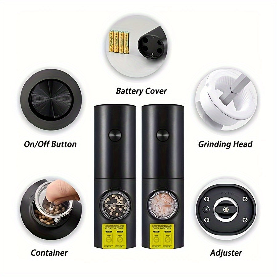 Elektr taxtak va murch maydalagich to'plami, 2 ta, oq, batareyali