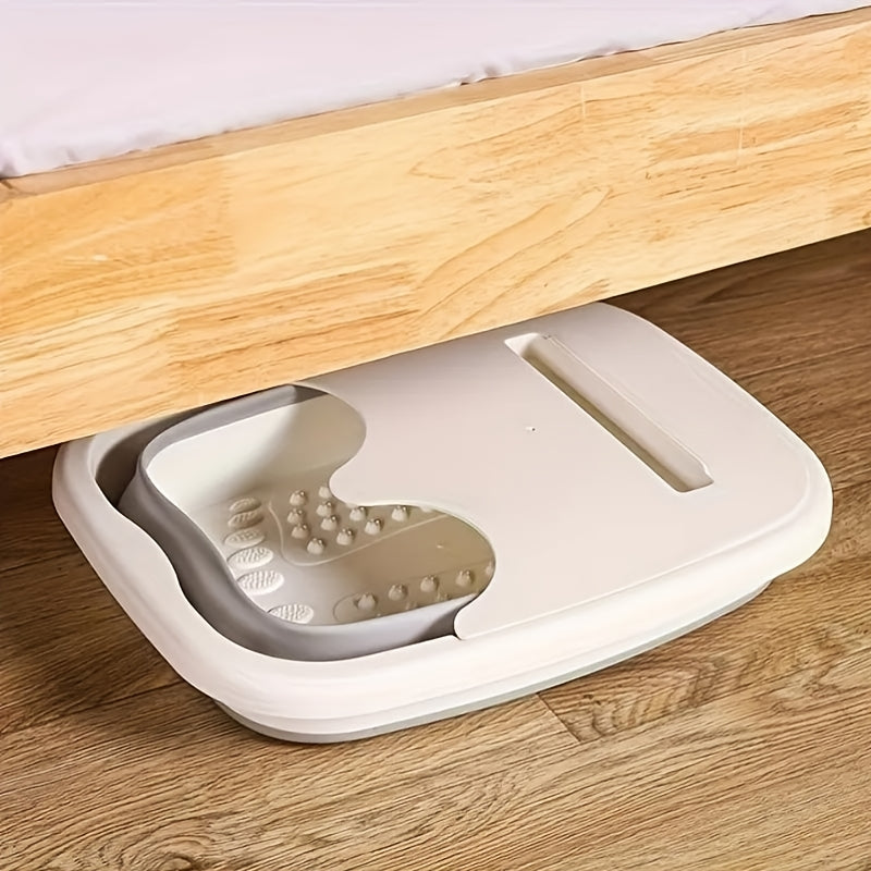 1 dona Egiluvchan Oyoq Spa Havzasi Akupressura Massaji bilan - Portativ Pedikur Asbobi, Tozalash va Saqlash Oson, Pushti va Yengil Ko'k Dizayni, Uyda Foydalanish, Zamonaviy Oyoq Vannasi, Mustahkam Oyoq Tubi, Pedikur Oyoq