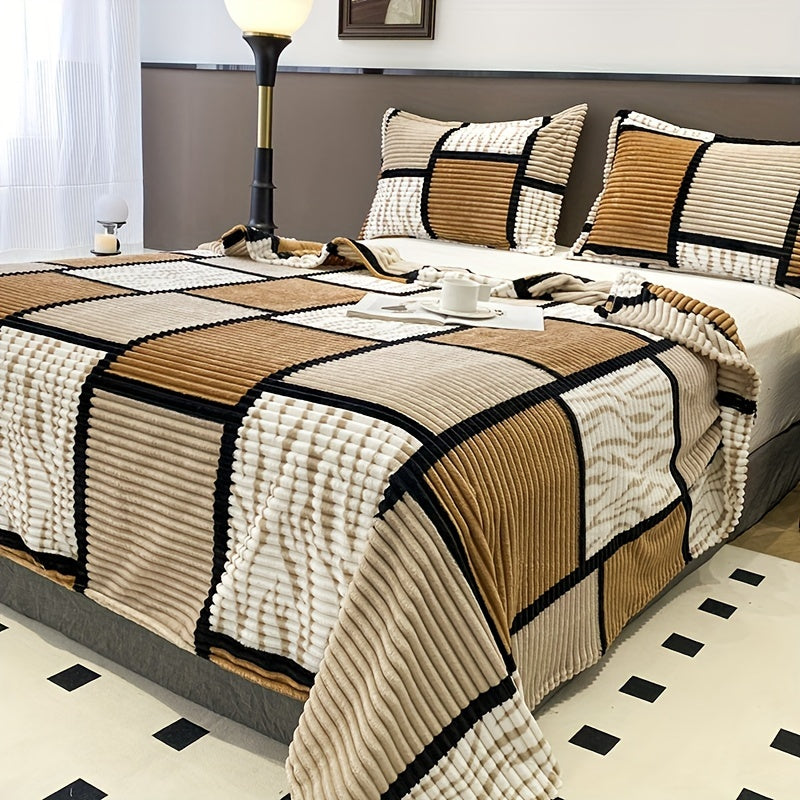 Manta de terciopelo impresa geométrica para cama, sofá, camping, aire acondicionado, todas las estaciones