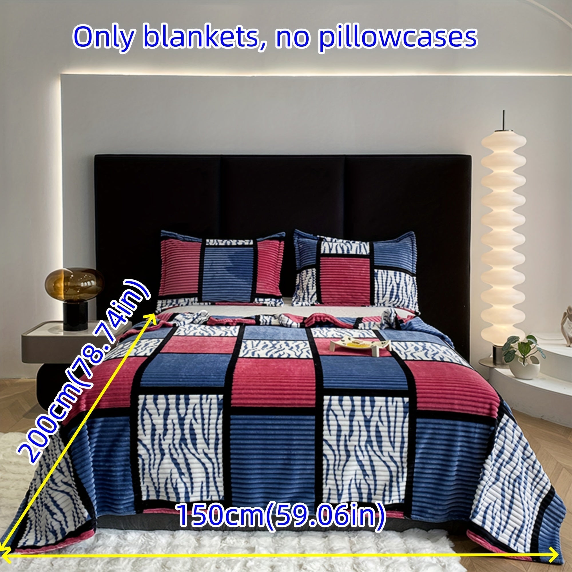 Striped Grid Blanket Lightweight Breathable All-Season Sofa Bed Travel 1 Piece