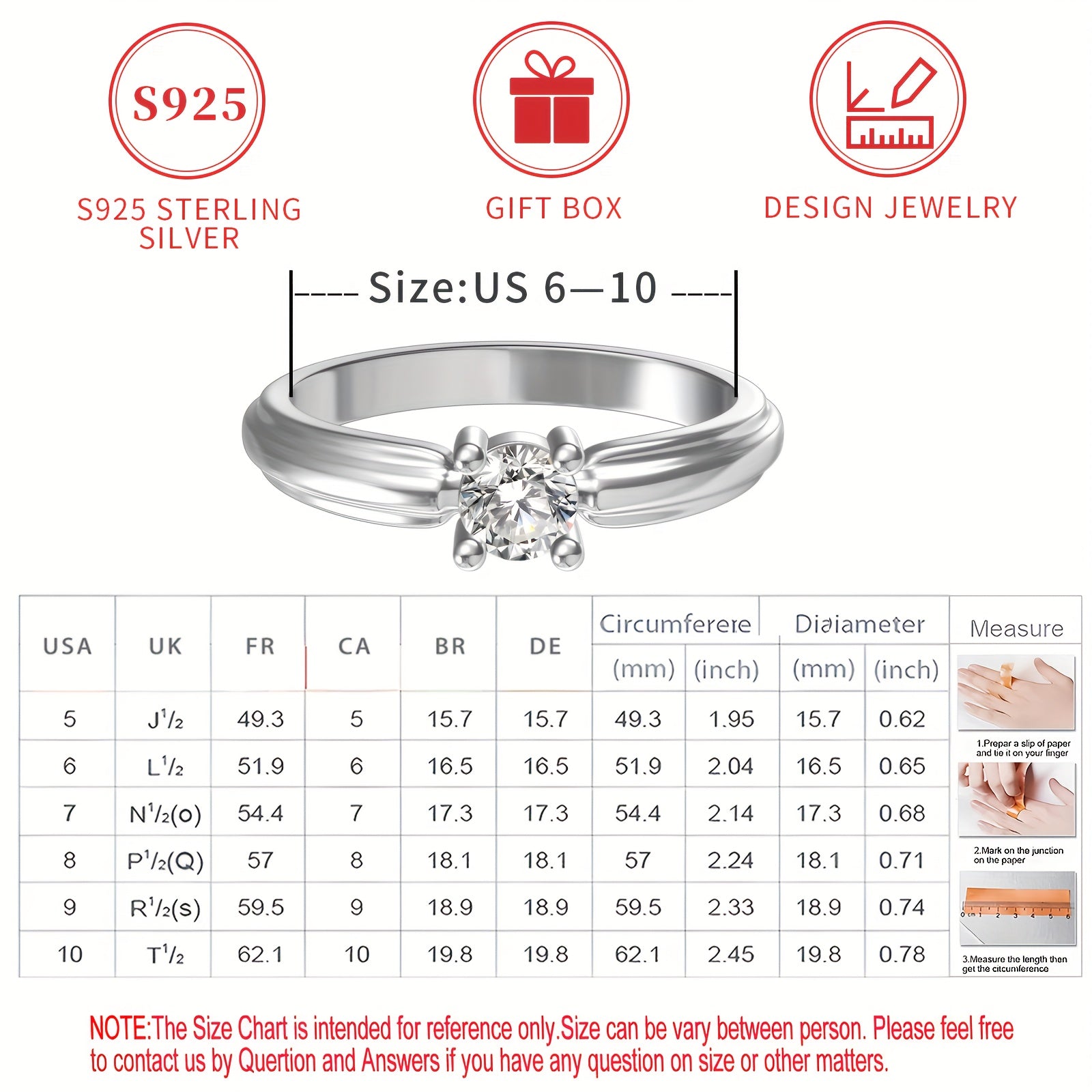 Sterling Silver Ring with Synthetic Zirconia Elegant Classic Jewelry for Daily or Special Occasions