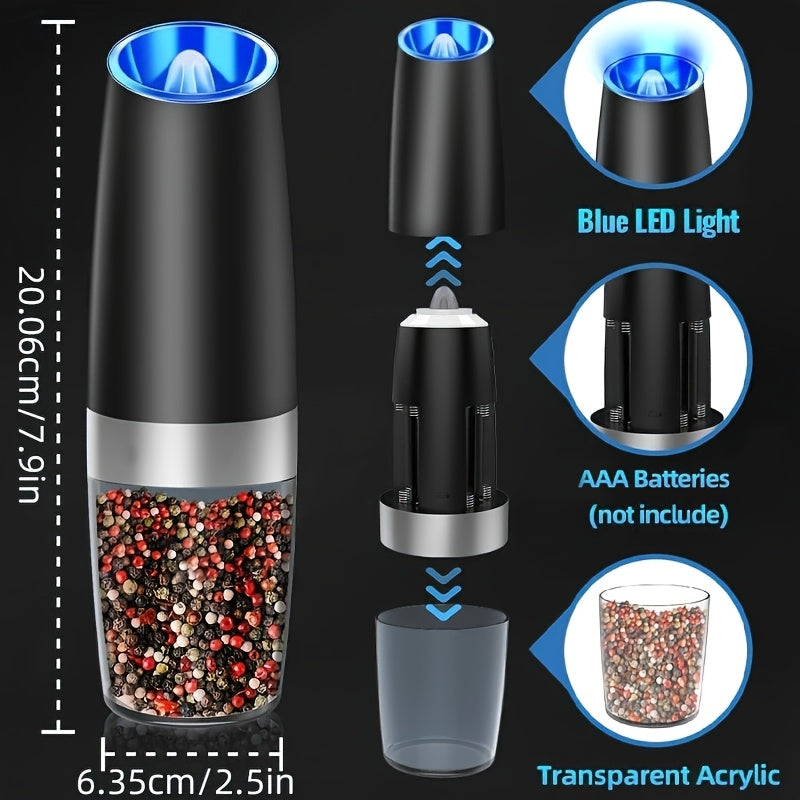 Electric Salt and Pepper Grinder Set with Adjustable Coarseness and LED Light