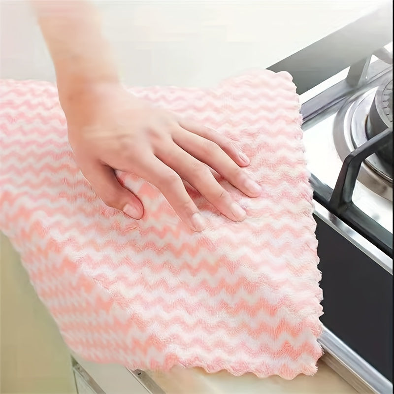 Pack of 10 Absorbent Grease-Resistant Kitchen Towels for Dishes and Counters
