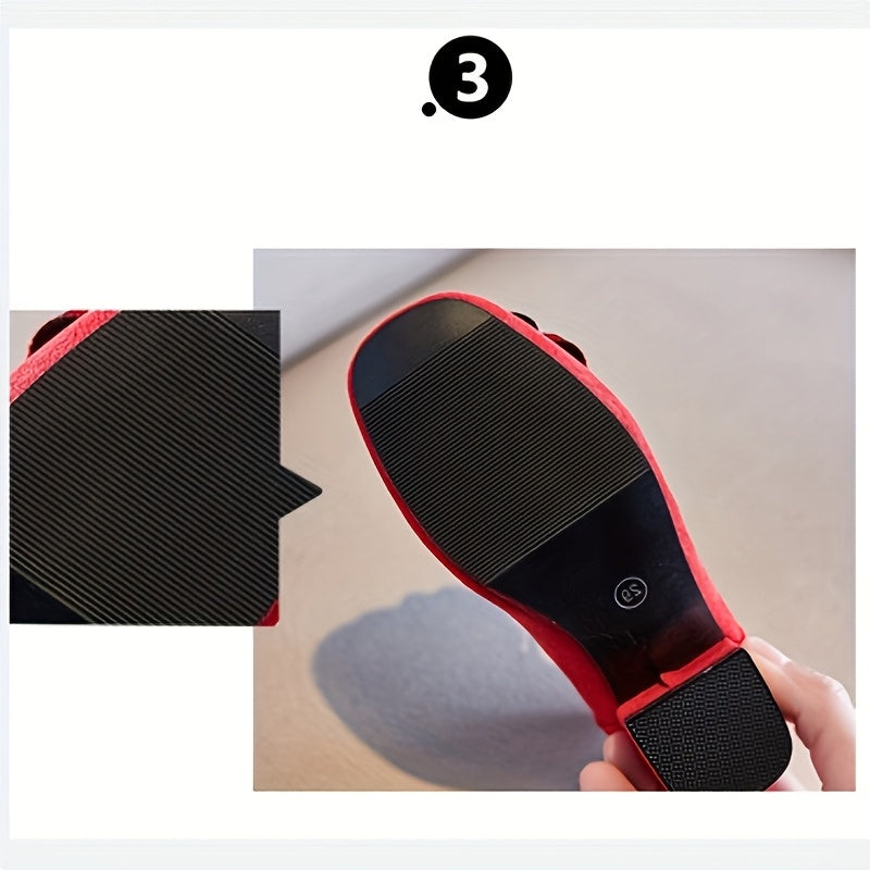 Girls Princess Heels with Flowers Tassel Block Heel PU Upper Rubber Sole for Spring Fall Age 14 and Under