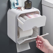 Wall-Mounted Toilet Paper Holder with Storage Shelf No Drilling Needed