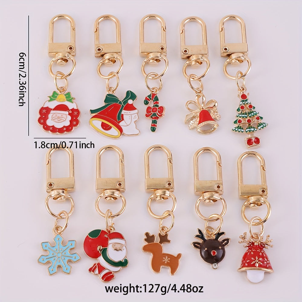 Set of 25 Cartoon Alloy Christmas Keychains with Assorted Styles and Climbing Buckle