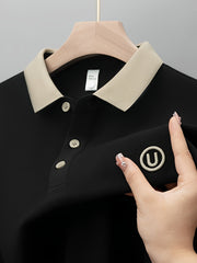 Men's Long Sleeve Golf Shirt with Embroidered Logo Collar Polyester Knit Medium Stretch Regular Fit Fall Collection
