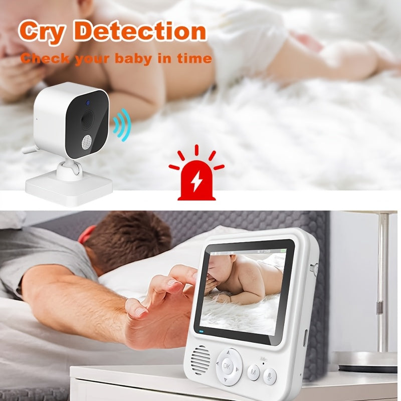 Cámara de monitor para bebé con pantalla LCD de 7.11cm con panorámica/inclinación, visión nocturna, pantalla de temperatura y alarma
