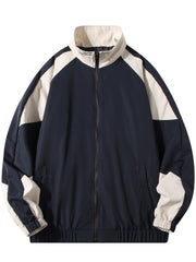 Chaqueta con cremallera de bloques de color para hombre, ligera, de poliéster, primavera y otoño, ropa urbana para exteriores